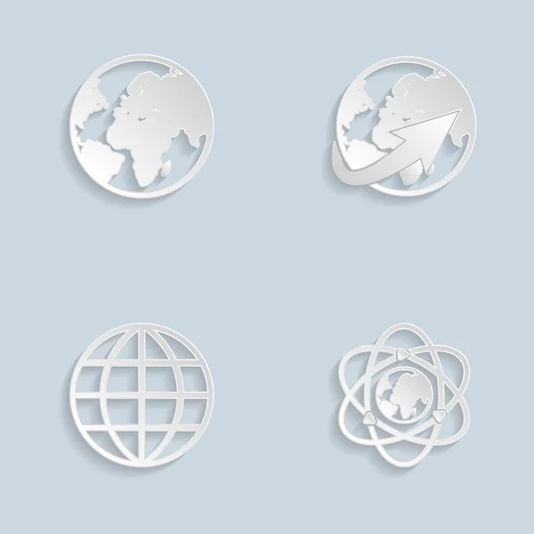 Conjunto de ícones de papel terra globo Vetores De Stock Royalty-Free