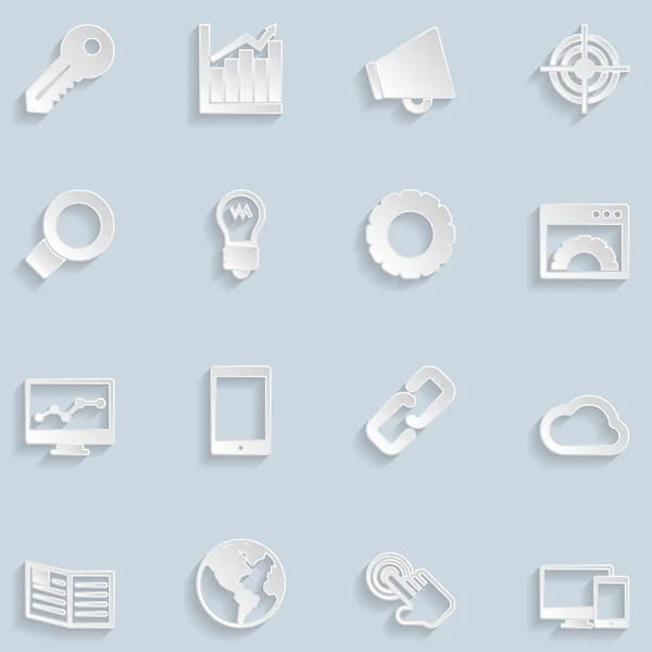 Paper Seo Icons — Stock Vector