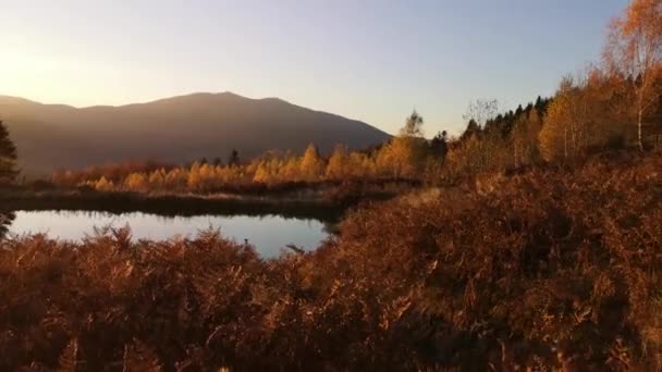 Φθινοπωρινό Τοπίο Των Καρπαθίων Στο Ηλιοβασίλεμα — Αρχείο Βίντεο