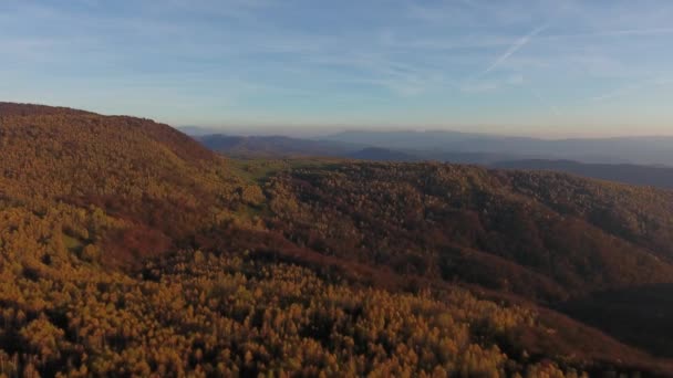 Letecká Fotografie Západu Slunce Podzim Karpat — Stock video