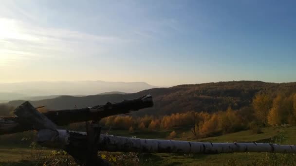 Suv Travels Autumn Carpathians — Stock Video