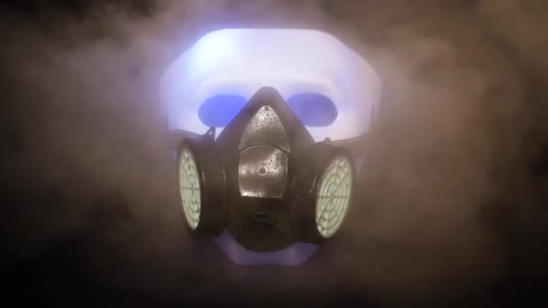 Metaphorical Portrait Creature Respirator Mask — Stock Video