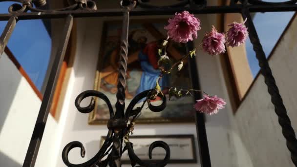 宗教礼拜堂结冰的花朵 — 图库视频影像