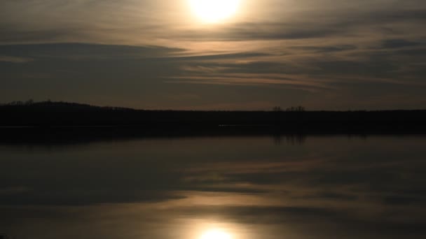Beautiful Winter Sunset Lake — Stock Video