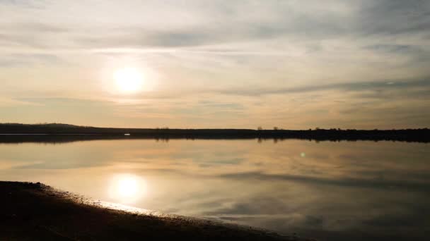 Bellissimo Tramonto Invernale Sul Lago — Video Stock