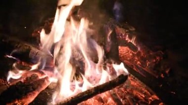 Dağ nehrinin yanında şenlik ateşi