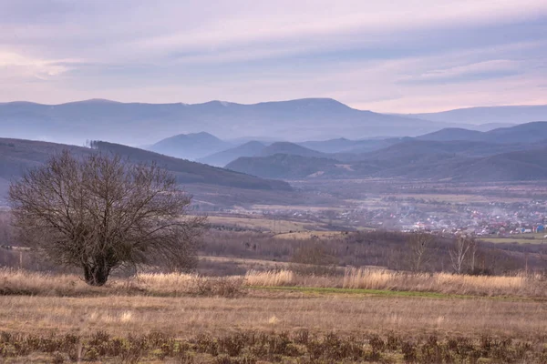 Peisaj Rural Munți Timpul Iernii — Fotografie, imagine de stoc