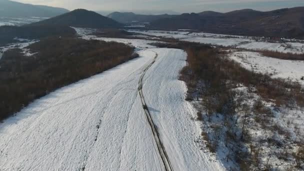 Flygfoto Suv Vintern Karpaterna — Stockvideo