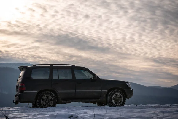 Suv Viaja Invierno Cárpatos —  Fotos de Stock