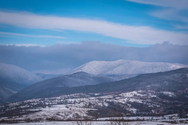 Paisaje Invierno Cárpatos Atardecer — Foto de Stock