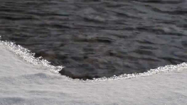 Paesaggio Inverno Montagna Fiume Giornata Sole — Video Stock