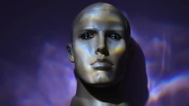 Символічне Обличчя Людини Ефектом Світлових Хвиль — стокове відео