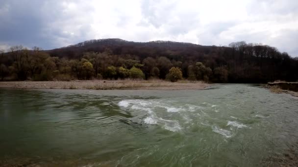 Voll Fließender Gebirgsfluss Den Karpaten — Stockvideo