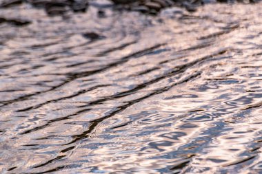 Güneşli bir dağ nehrinin desenli dalgaları