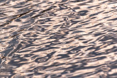 Güneşli bir dağ nehrinin desenli dalgaları