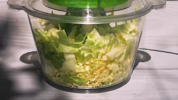 Electric Shredder Crushes Cabbage — Stock Video