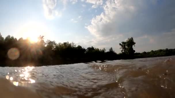 Summer Landscape Mountain River Sunset Hour — Stok video