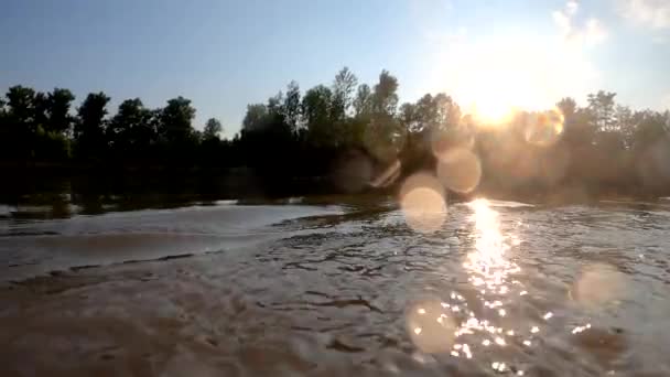 Summer Landscape Mountain River Sunset Hour — Vídeos de Stock