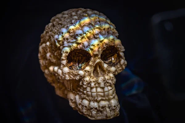 Jogo Luz Pequeno Crânio Humano Artificial Decorativo — Fotografia de Stock