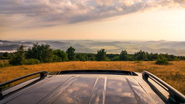 Krajina Západu Slunce Vysočině Letní Bouři — Stock fotografie