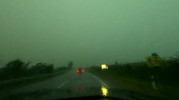 Relâmpago Durante Chuva Forte Centro Furacão — Vídeo de Stock