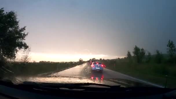 Blixtnedslag Kraftigt Regn Mitten Orkan — Stockvideo