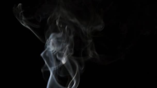 在黑暗的背景上 一束光线中的美丽的烟雾运动 — 图库视频影像