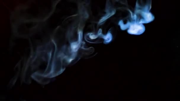 在黑暗的背景上 一束光线中的美丽的烟雾运动 — 图库视频影像