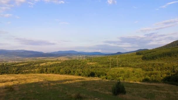 Time Lapse Mountainous Terrain High Rise Power Lines — Stock Video