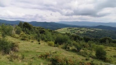 Dağlarda sisli bir yaz akşamı manzarası