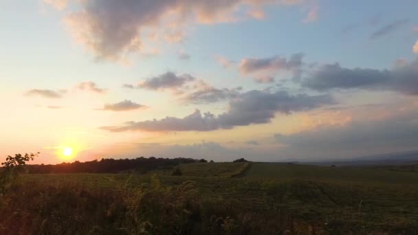 Tidsförskjutning Höst Landskap Landsbygd Höglandet Vid Solnedgången — Stockvideo