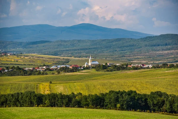 Осінній Пейзаж Сільських Гір Заході Сонця — стокове фото