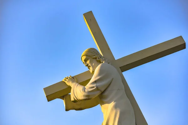 Paisagem Cruz Adoração Com Jesus Campo — Fotografia de Stock