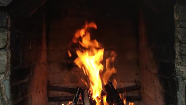 Hermoso Fuego Arde Hogar — Vídeos de Stock