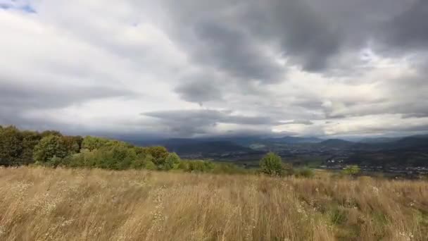 Время Истекло Осенний Пейзаж Долине Карпат — стоковое видео