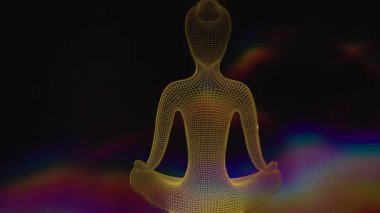 Arka plan için meditasyon yapan bir yoginin parlak silueti