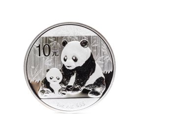 Anne ve çocuk panda ile gümüş sikke
