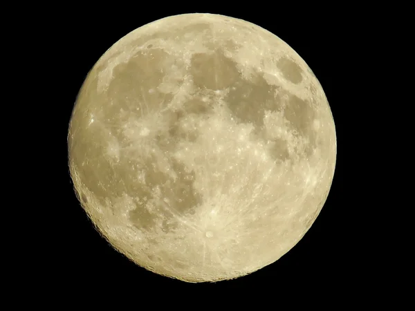 Full round moon on black background — Stock Photo, Image