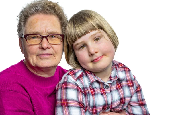 Dutch granddaughter sitting on lap of grandmother — Stock Fotó