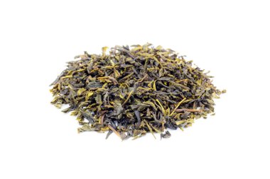 Gevşek yeşil çay Earl Grey beyaz üzerine yığını