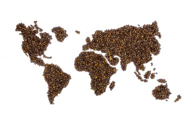 Dünya Haritası kahve çekirdekleri ile dolu
