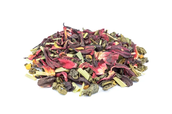 Té verde mágico biológico mixto suelto en blanco — Foto de Stock