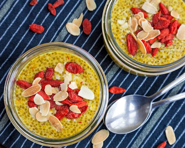 Chia seed puddings with saffron — Stock Photo, Image