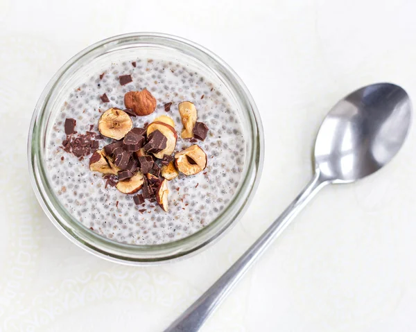 Healthy trend food vanilla chia pudding — Stock Photo, Image