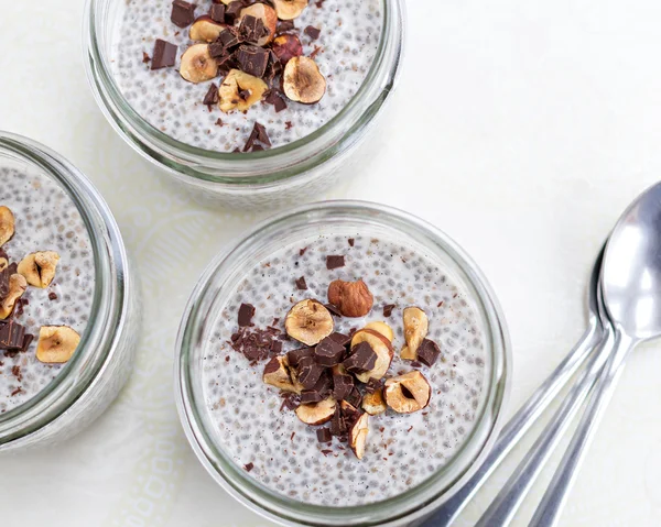 Healthy trend food vanilla chia pudding — Stock Photo, Image