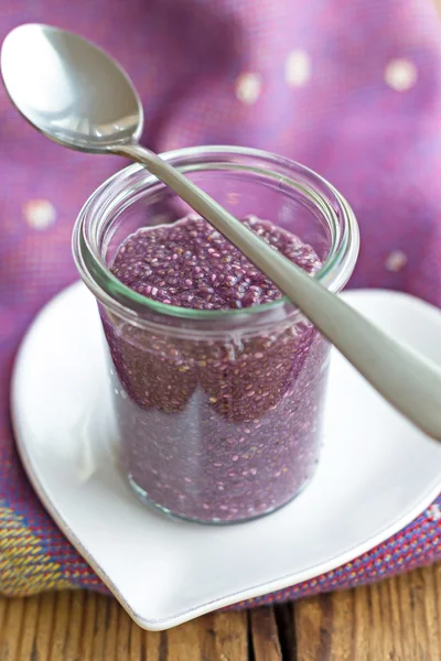 Purple blueberry chia pudding — Stock Photo, Image