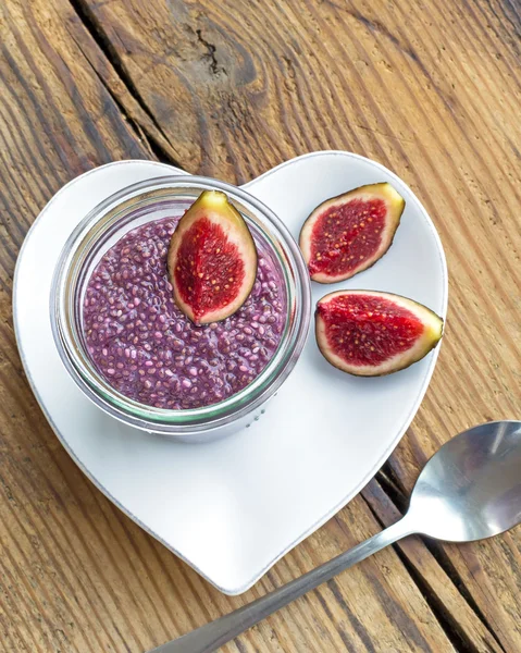 Purple blueberry chia pudding — Stock Photo, Image