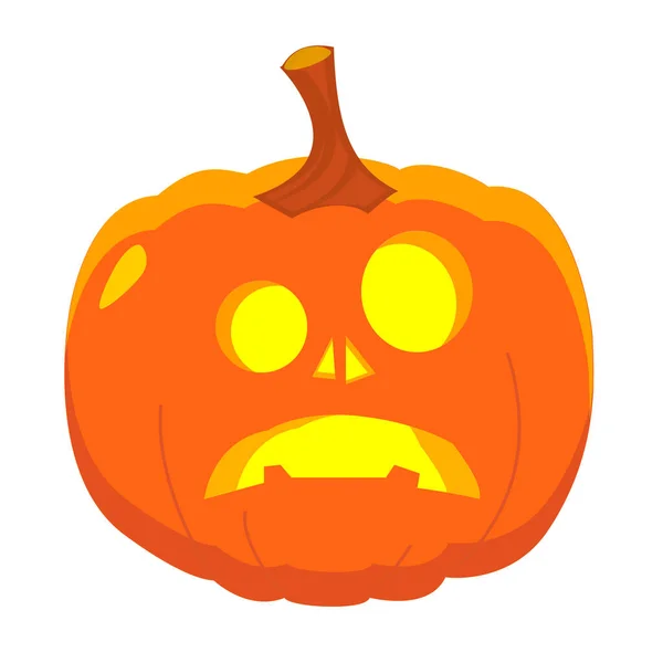 Calabaza Halloween Con Cara Miedo Izolated Sobre Fondo Blanco Decoración — Vector de stock