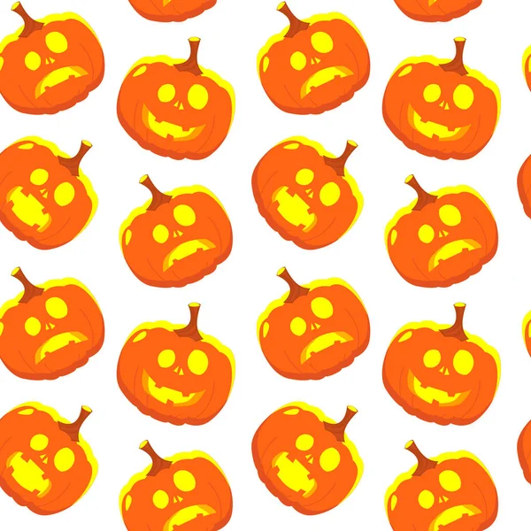 Citrouille Halloween Avec Visage Effrayant Motif Sans Couture Sur Fond — Image vectorielle