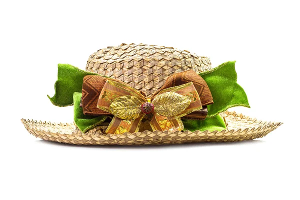 Basketwork hat with bow — Stock Photo, Image
